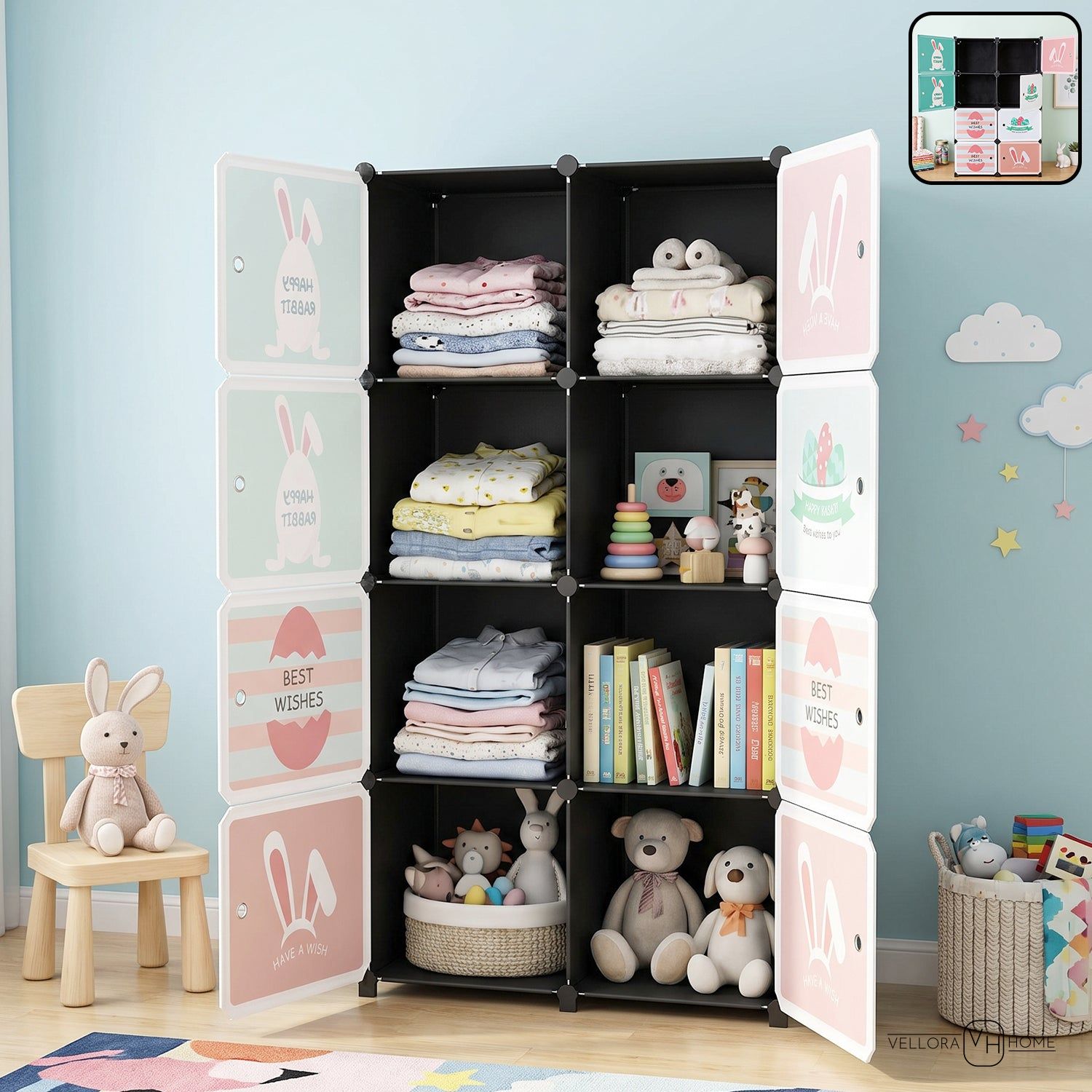 8 Compartment Modular Plastic Kids Storage
