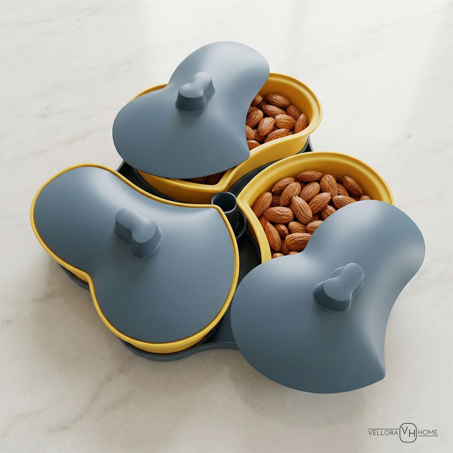 Multipurpose 3 Section Snack Serving Tray With Lid
