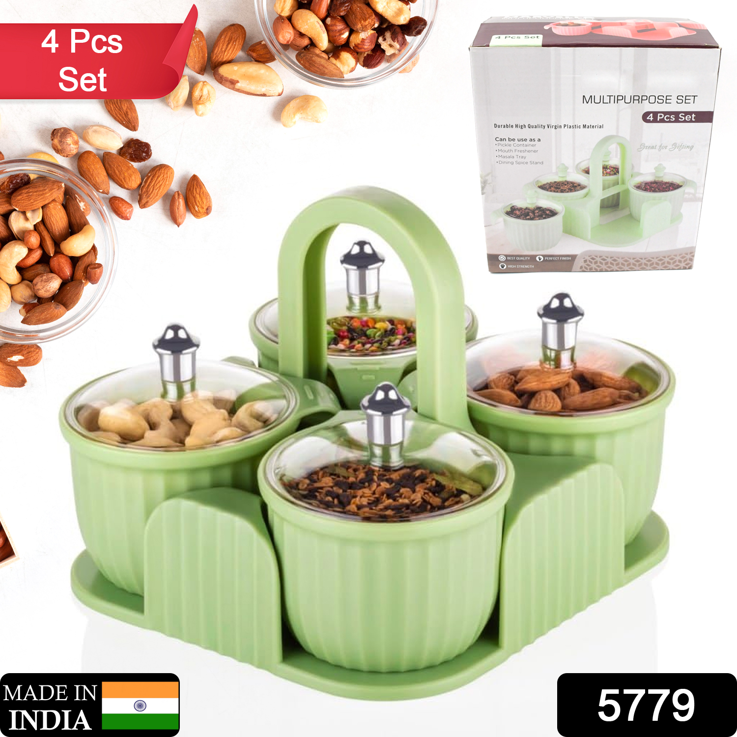 Multipurpose Jar For Home And Kitchen Airtight Tray Set With Lid(4 Pc Set)
